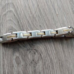Sabona Bracelet Stainless Steel Links Gold Tone Design Magnets L/XL